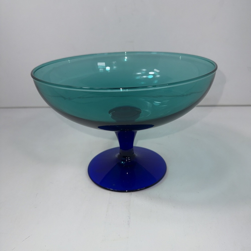 Peacock Stella Compote with Green Bowl & Cobalt Stem‎ and Base